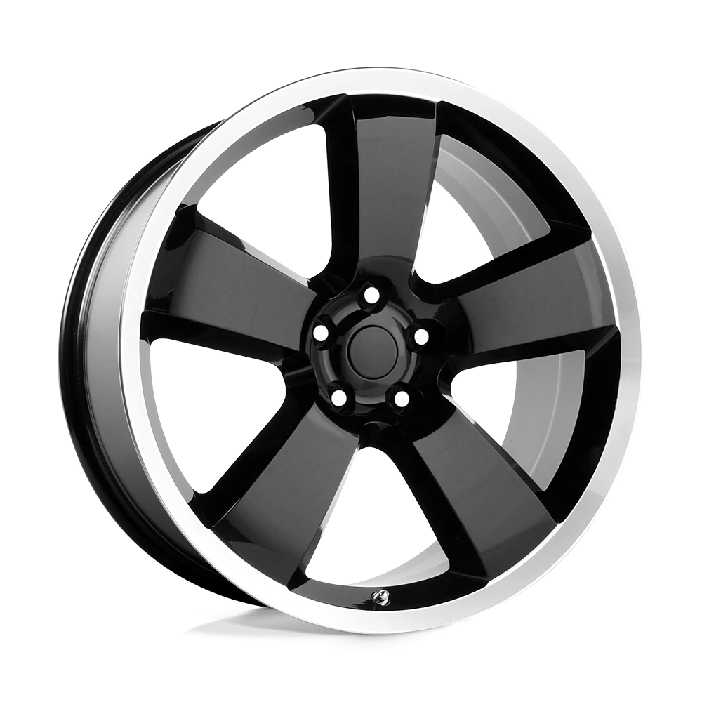 REPLICA (119)(CHALLENGER SRT) 22X9 5X115 +20 71.5 GLOSS BLK / MACHINED SPOKES & LIP