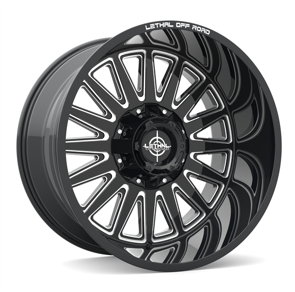 LETHAL OFF ROAD (GRINDER) (LT07) 24X14 8X165 / 8X170 -76 125.6 GLOSS BLACK MILLED