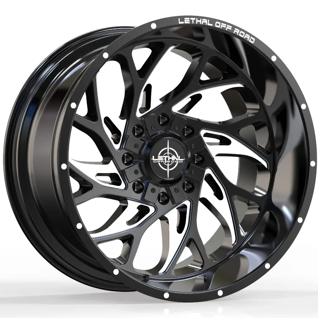 LETHAL OFF ROAD (THREAT) (LT10) 20X10 8X165 -12 121.3 GLOSS BLACK MILLED
