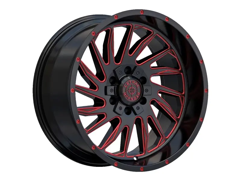 LETHAL OFF ROAD (RUMBLE) (LT12) 20X10 6X135 / 6X139.7 -18 108 GLOSS BLACK MILLED + RED