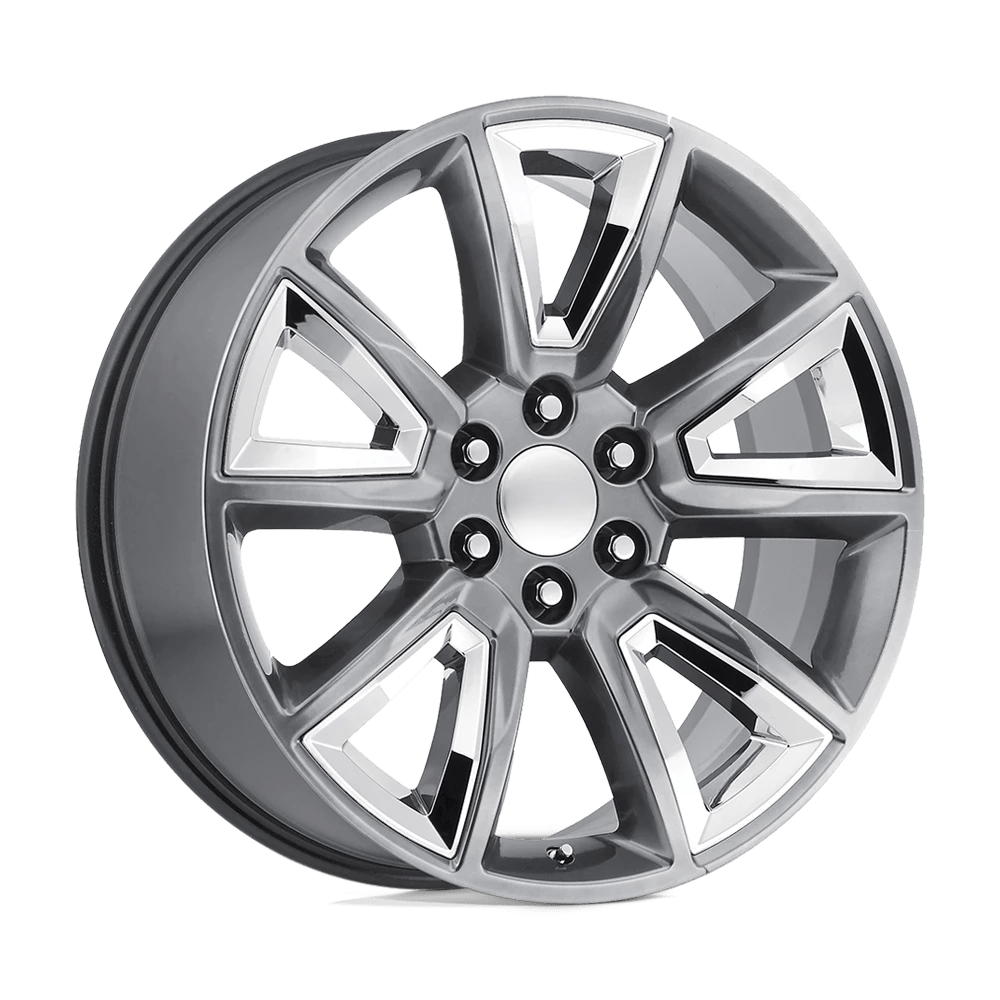 REPLICA (168) 22X9 6X139.7 +24 78.1 HYPER SILVER DARK W/ CHRM ACCNTS
