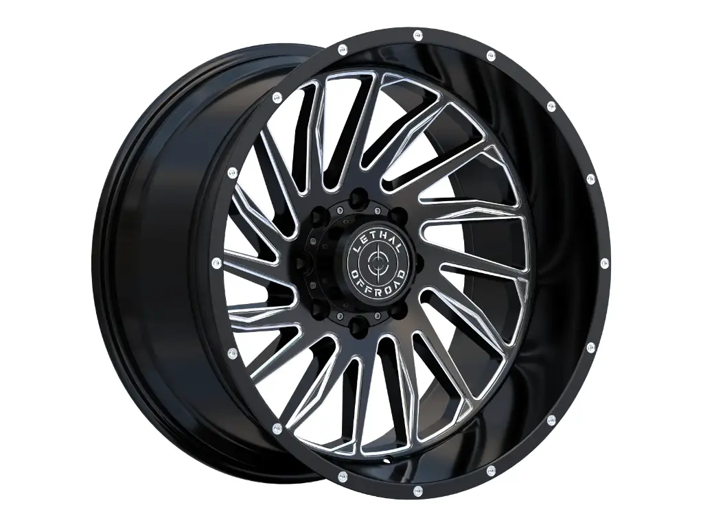 LETHAL OFF ROAD (RUMBLE) (LT12) 22X12  5X127 / 5X139.7 -44 87.1 GLOSS BLACK MILLED