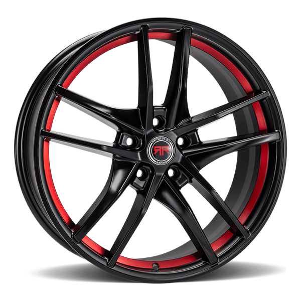 REVOLUTION RACING (RR28) 20X8 5X114.3 +40 73.1 BLACK W/ RED RING