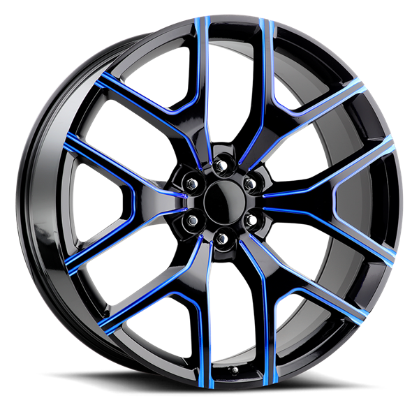 REPLICA TECH RT-6 22x9 6x139.7 +30 78.10 Glossy Black / Blue Mill Machined