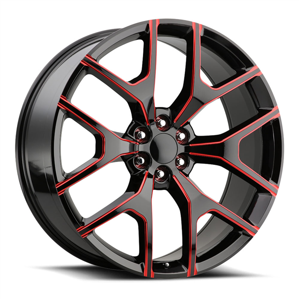 REPLICA TECH RT-6 22x9 6x139.7 +30 78.10 Glossy Black / Red Mill Machined