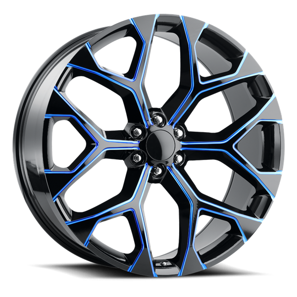REPLICA TECH RT-8 22x9 6x139.7 +24 78.10 Glossy Black / Blue Mill Machined