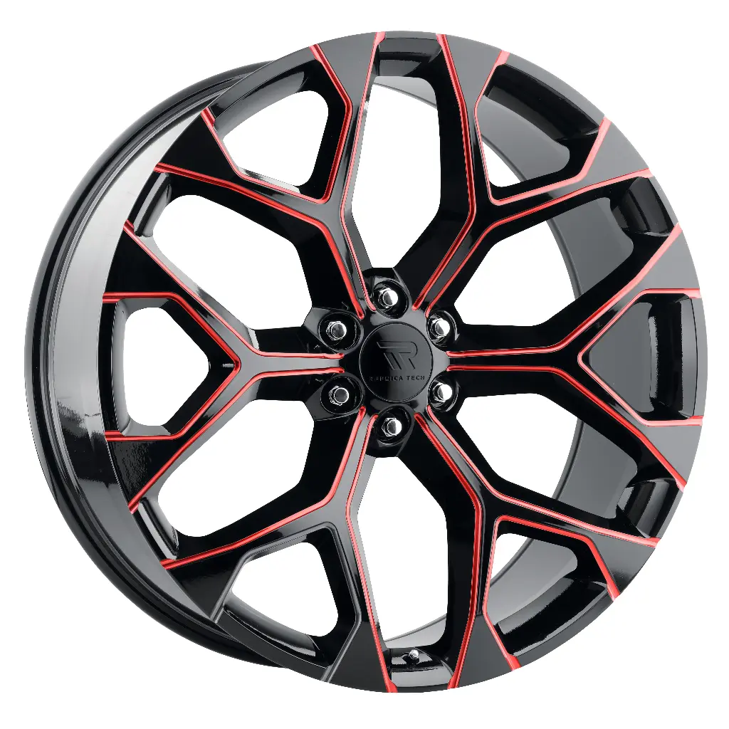 REPLICA TECH RT-8 24x10 6x139.7 +30 78.10 Glossy Black / Red Mill Machined